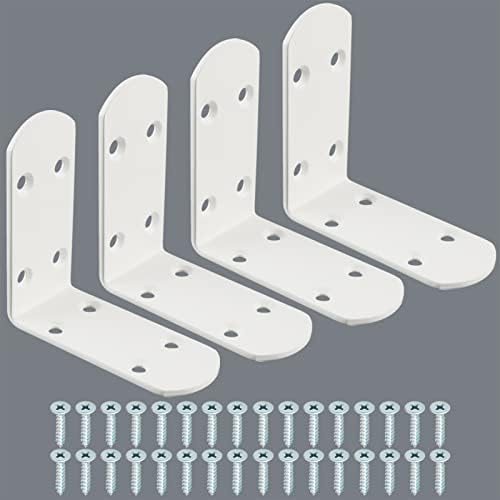 Alise White 4 Pcs L Brackets, Small Corner Brackets for Wood Furniture