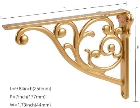 Ornate Decorative Shelf Brackets 10 inch Small Wall Mounted Shelving Bracket 4 Pack Antique Gold Vintage Shelf Bracket V
