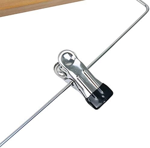 Tosnail 12-Pack Wooden Pant Hanger, Wooden Suit Hangers with Steel Clips and Hooks, Natural Wood Collection Skirt Hanger