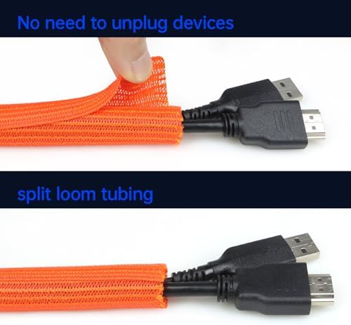 Cable Management, 16FT Wire Management Computer Cord Desk Organizer Protectors from Pets No Chew (Orange, 16mm-(2/3"))