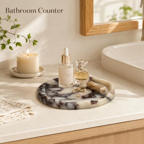 Natural Marble Vanity Tray, 7.78 x 7 in Organizer