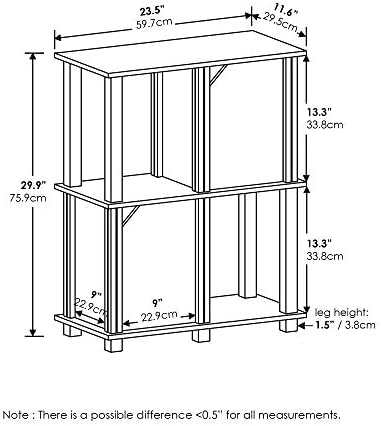 FURINNO Brahms Storage Shelf, 3-Tier, Black Oak/Black