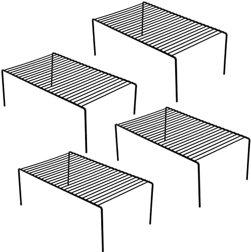 Kitchen Cabinet Shelf Organizer Set of 4, Medium (13 x 9.4 inch) Metal Wire Pantry Storage Shelves, Dish Plate Racks for