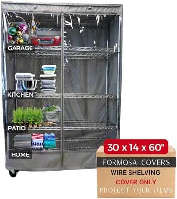 Formosa Covers Clear Front Wire Shelf Cover 30x14x60" Grey No Shelf