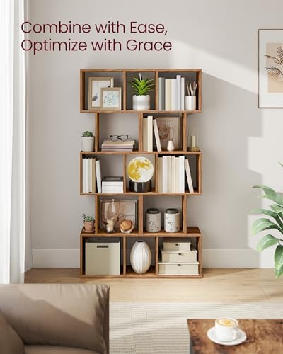 VASAGLE 5-Tier Bookcase, Open Storage, 15.7 x 9.4 x 62.8 Inches