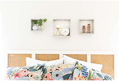 BARNWOODUSA Whitewash Rustic Shelves, Square Floating Wood Shadowbox, Home