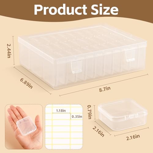 Bead Organizer Box, 93 Pcs Plastic Bead Organizers and Storage, Clear Craft Storage Containers with Hinged Lids and Labe
