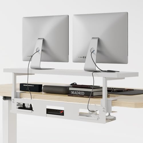 FLEXISPOT Cable Management Under Desk Cable Tray Metal Raceway Wires Cable Tidy Organizer for Home Office Desk (White, 3