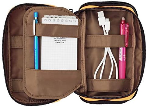 LIHIT LAB Large Capacity Double Zipper Pencil Case For School Office College, Big Capacity 6 Compartments Pencil Bag Holder Adults Teen Boys Girls, Travel Cosmetics Storage, Indigo (A7555-11)
