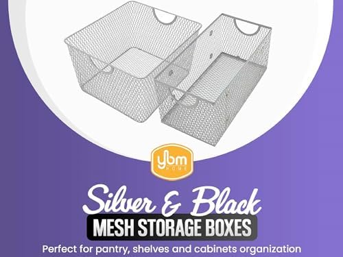 YBM HOME Kitchen Pantry Organizer Wire Baskets for Shelves, Cabinets, Pantry, Countertop, Mesh Open Storage Bin Metal Ba