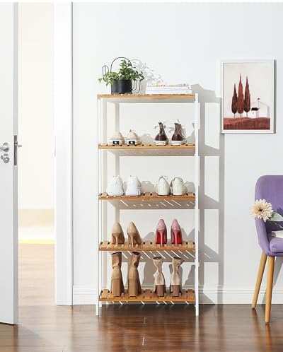 SONGMICS 5-Tier Bamboo Shelf, Freestanding Bathroom Storage Rack