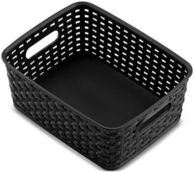 Set of 6 Plastic Storage Baskets - Small Pantry Organizer Basket Bins - Household Organizers with Cutout Handles for Kit