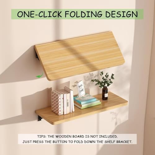 Folding Shelf Brackets, 8 Inch 4 Pcs Heavy Duty Wall Mounted Collapsible Triangle Shelf Bracket for Folding Wall Table, 
