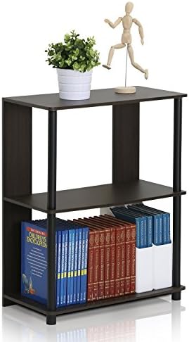 Furinno JAYA Simple Design 3-Tier Bookcase / Bookshelf / Display Rack, Plastic Tubes, Walnut