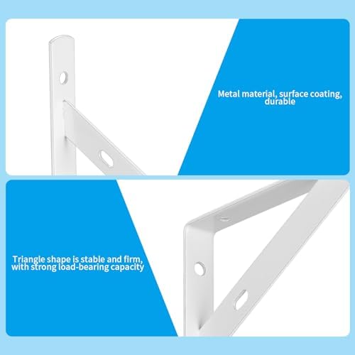 8Pcs White Heavy Duty L Floating Shelf Brackets,Wall Mount Supports 3.7x6in