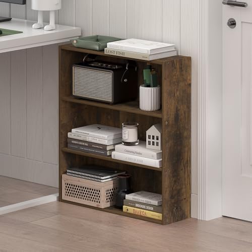 Furinno Basic Book Shelf, 3-Tier Bookshelf, Cube Storage Organizer Bookcase with Open Shelf, 7 x 24 x 26, for Living Roo