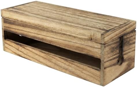 Changsuo Cable Management Box Wooden Cord Organizer Box for Extension Cord Power Stripe Surge Protector Wire Management 