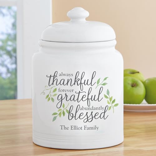 Let's Make Memories Personalized Cookie Jar - Thankful, Grateful, Blessed - For Bakers- Kitchenware