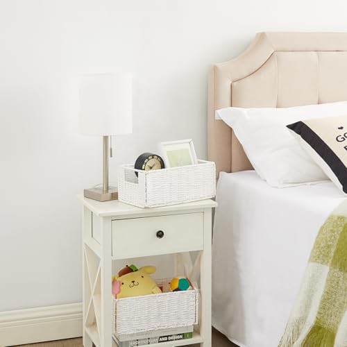 Vagusicc Wicker Storage Basket, Set of 2 Hand-Woven Paper Rope Wicker Basket, Small Storage Baskets for Organizing Toile
