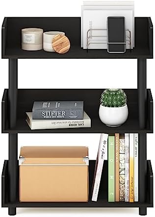 Furinno TURN-N-TUBE Display Shelf, 3-Tier Storage Shelves with Side Panels, Open Shelves Book Shelf with Rounded Corner 