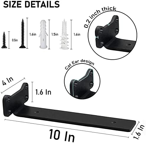 Floating Shelf Brackets Heavy Duty Industrial L Shelf Bracket - 5mm Thick Premium Solid Steel Shelf Supports, Black Rust