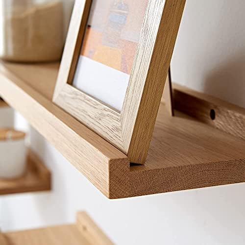 12x4-Inch Natural Solid Oak Wood Floating Shelf for Wall Decor