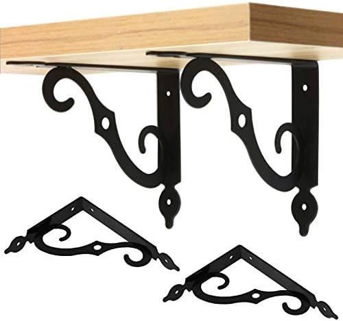 Luomorgo L Bracket Shelf Brackets, 7.4 Inch, Black, 10 Pcs