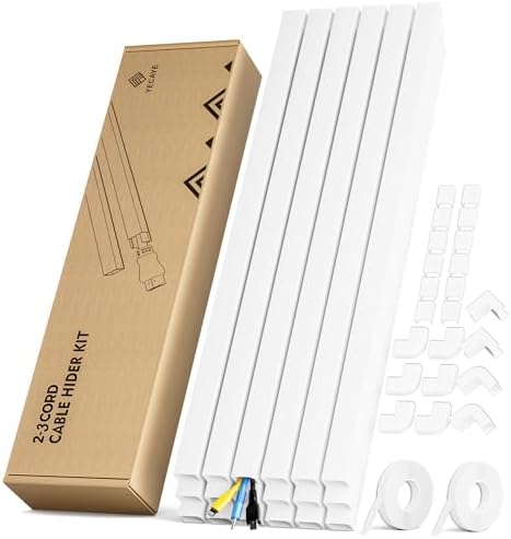 Yecaye 283in Cord Hider, PVC Wire Covers for Cord on Wall, W0.94in H0.55in