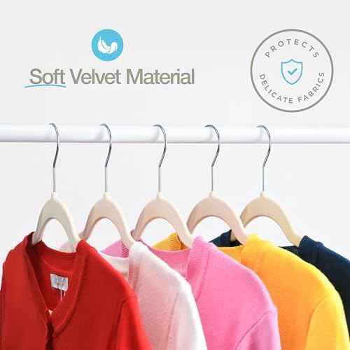 Home-it Premium Velvet Hangers 50 Pack - Ivory Suit Hangers Non Slip - Heavy Duty Clothes Hangers for Closet, Jacket, Shirt, Pants and Suit, Hook Swivel 360 - Ultra Thin