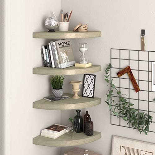 Floating Corner Shelves 4 pcs ,Closet Corner Shelf,Bathroom Wall Shelf Organizer,Hanging Bookshelves,Invisible Mounting 