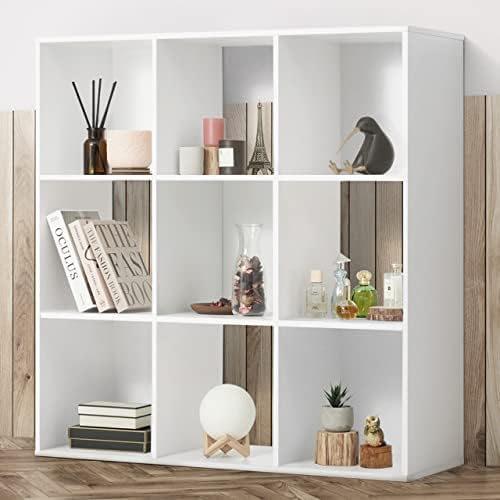 Fencer Wire 11-Inch Cube Storage Organizer Shelf w/Back, with Exterior Edge, Room Storage Shelves Divider, Bookcase, 9-C