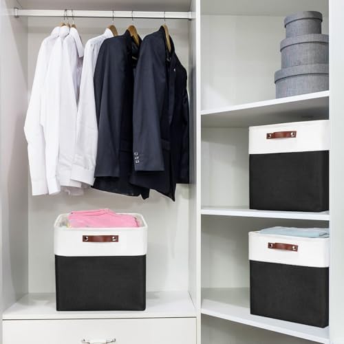 Bagnizer 13x13 Cube Storage Bins, Collapsible Fabric Storage Box, 4 Pack Closet Baskets with Handles for Organizing, She