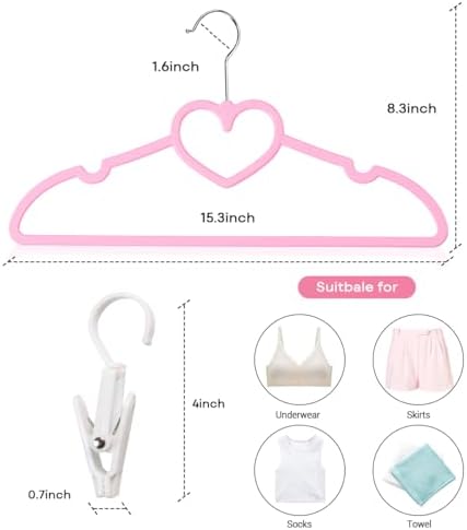 Plastic Hangers 80 Pack, Pink Clothes Hanger with 10 Clips- Ultra Thin Space Saving with 360 Degree Swivel Hook -Strong Adult for Dress,Shirt,Coats