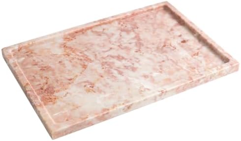Real Luxurious Natural Marble Vanity Tray Genuine Marble Storage Tray for Home Decor Stone Tray for Bathroom/Kitchen/Van