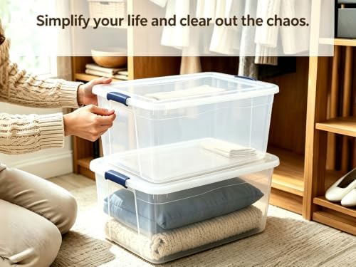 Clear Storage Bins with Lids, 66 Quart Plastic Containers