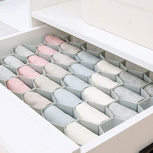 Poeland Drawer Divider Organizer Adjustable DIY Grid Honeycomb Drawer Divider for Underwear Belt Scarf Socks Gray