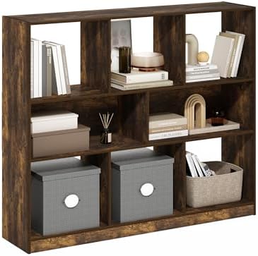 Furinno DALY Book Shelf, 8-Cube Bookshelf, Horizontal Cube Storage Organizer Bookcase, 10.9 x 47.2 x 39.4, for Living Ro