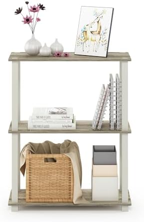 Furinno TURN-S-TUBE Storage Shelves, 3-Tier Book Shelf, Corner Shelf, Toolless Open Shelves, for Organization and Storag