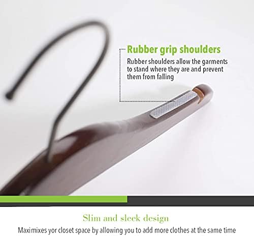 Slim Luxe Wood Top Hangers, Heavy Duty Pants Hangers, Skirt Hangers, Coat Hangers- Clothes Hangers - Non Slip, Slim and 