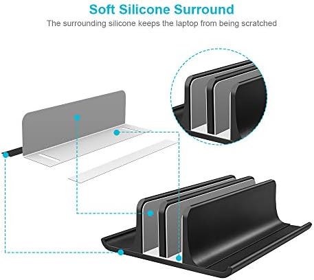 Vaydeer Double Adjustable Vertical Laptop Stand Newly Designed 2 Slots Aluminum Desktop Dual Holder for All MacBook/Chro