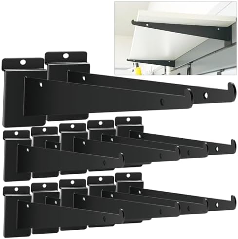12 Pack Slat Wall Shelf Brackets with Lip, 14" Slatwall Shelf Bracket