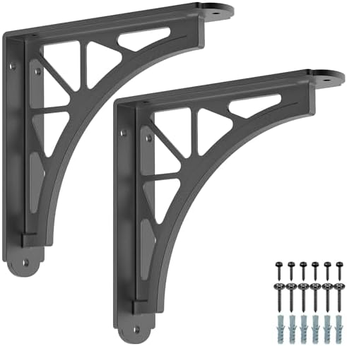 Dolibest 8 Inch Heavy Duty Shelf Brackets, 5MM Thickness L- Bracket , Metal Floating Shelf Bracket, Wall Shelf Bracket &