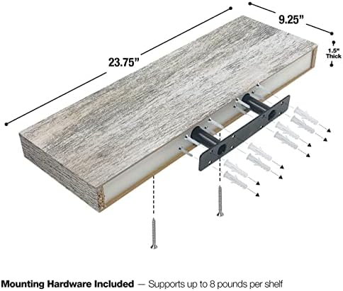 Sorbus Wood Floating Shelves for Wall (24 x 9 Inch, 2 Pack, Rustic)