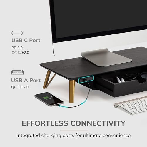 Anji Mountain Monitor Stand for Desk - Desktop Organizer & Laptop Riser, Ergonomic Monitor Riser, Space-Saving, Durable,