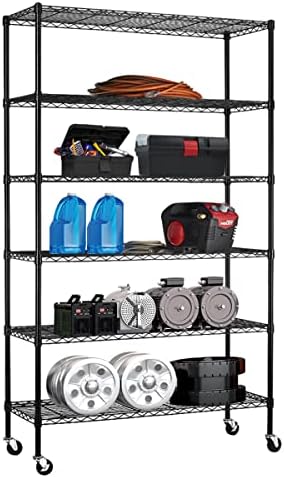 6-Tier Heavy Duty Wire Shelving Unit with Wheels - 2100lb Capacity, Adjustable NSF Metal Storage Rack 45" L×18" W×78" H 