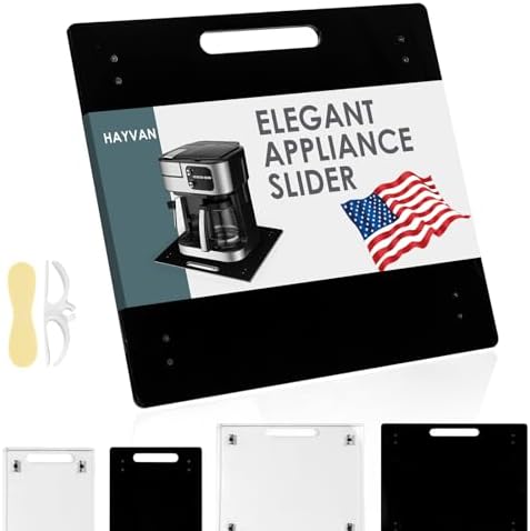 HAYVAN Appliance Slider for Kitchen, Acrylic Sliding Tray,13x14 in, Black
