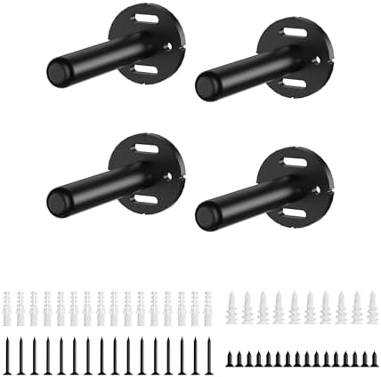 4pcs Floating Shelf Bracket Heavy Duty Shelving Mounting Brackets Hidden Floating Shelf Hardware,Black Metal Shelf Suppo