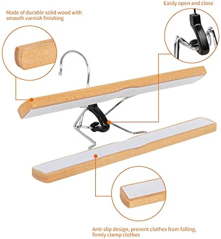 Amazon Basics Wooden Pants Hangers Closet Organizer, Natural, 20-Pack