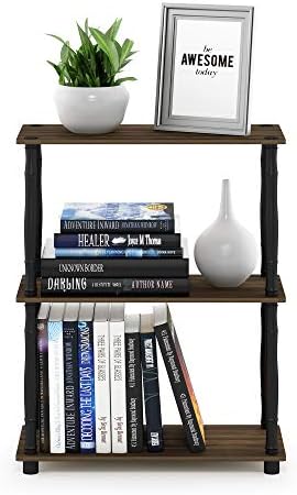 Furinno TURN-N-TUBE Storage Shelves, 3-Tier Book Shelf, Corner Shelf, Toolless Open Shelves, for Organization and Storag
