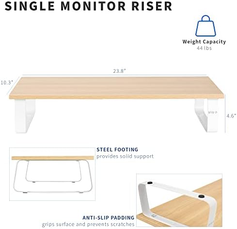VIVO 24 inch Monitor Stand, Wood and Steel Desktop Riser, Screen, Keyboard, Laptop, Small TV, Ergonomic Desk and Tableto